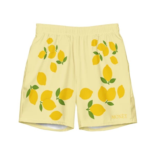 Lemon Drop swim trunks, flat lay